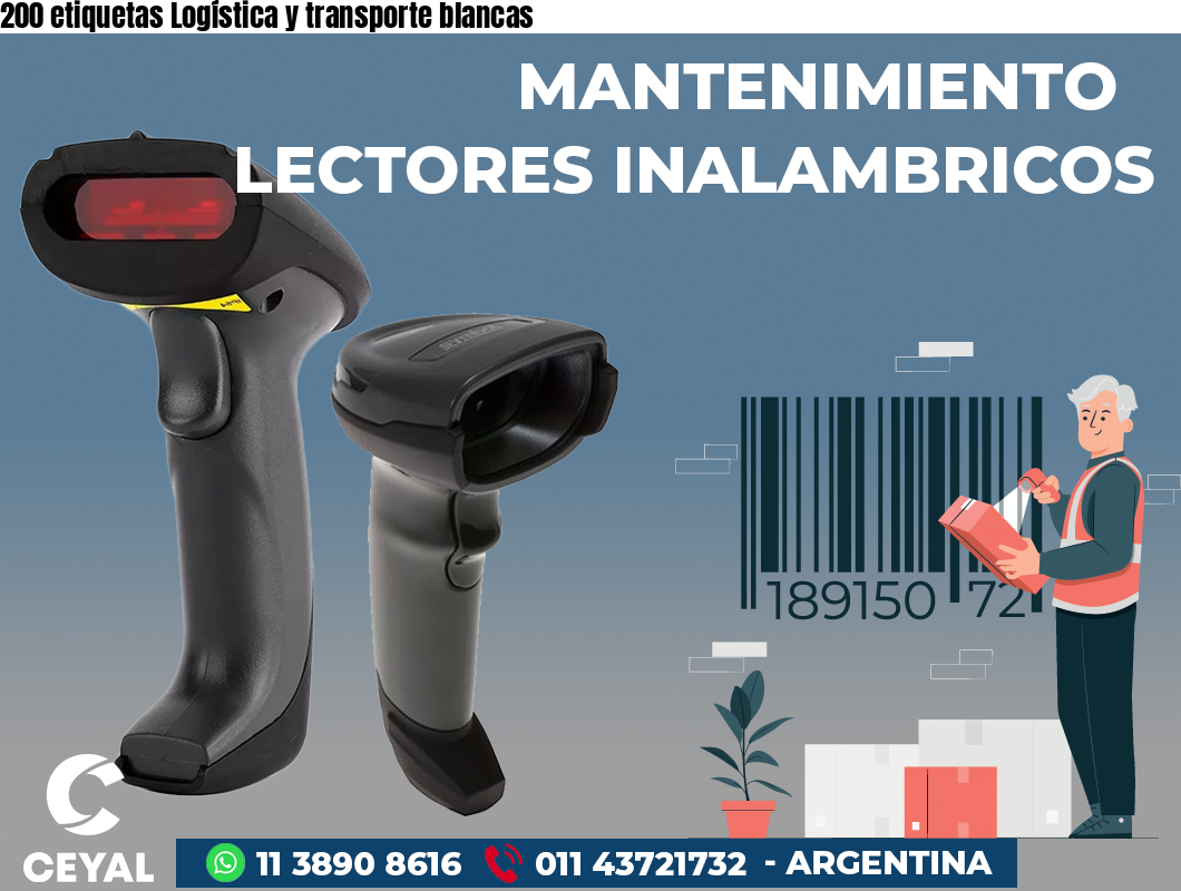 200 etiquetas Logística y transporte blancas