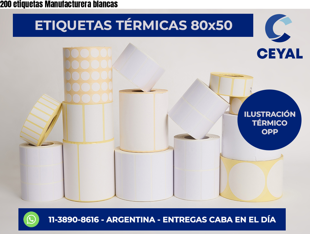 200 etiquetas Manufacturera blancas