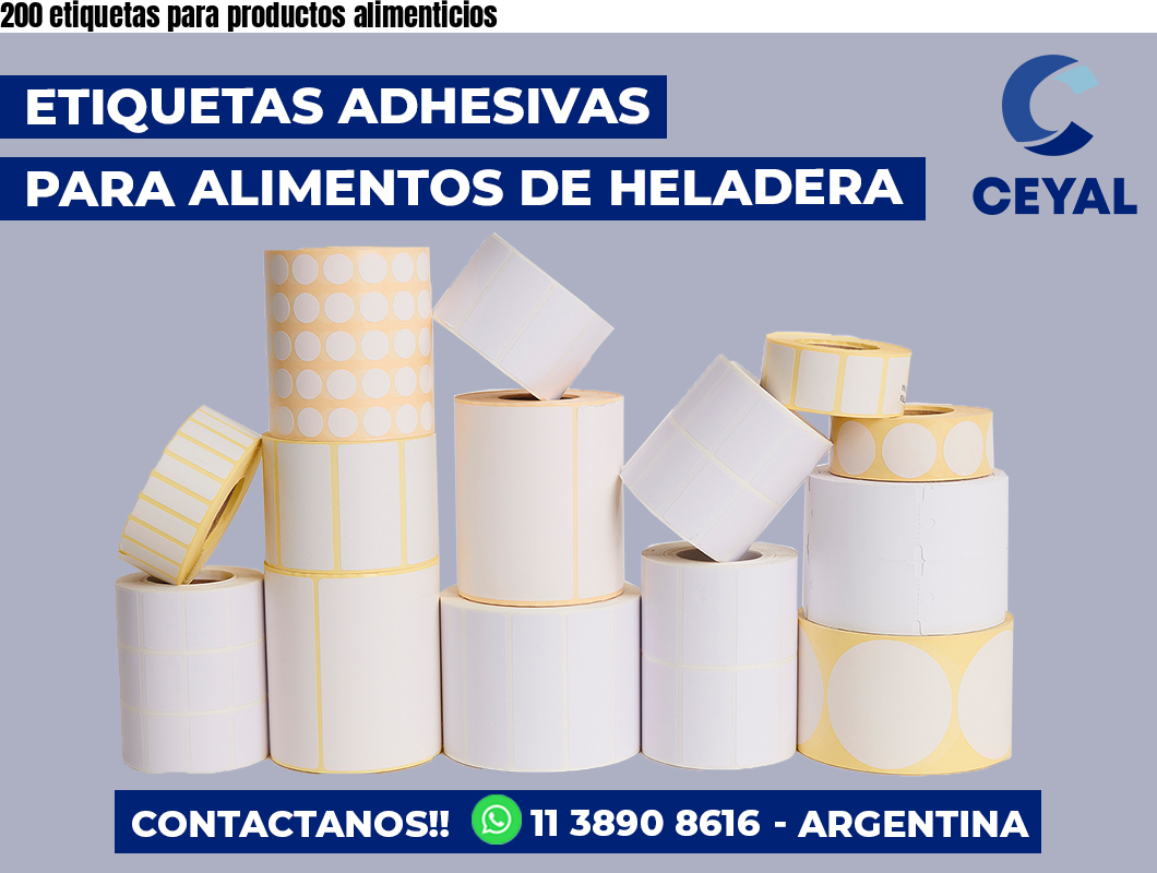 200 etiquetas para productos alimenticios