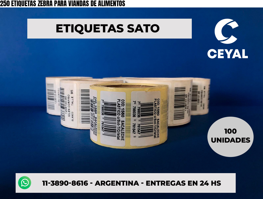 250 ETIQUETAS ZEBRA PARA VIANDAS DE ALIMENTOS