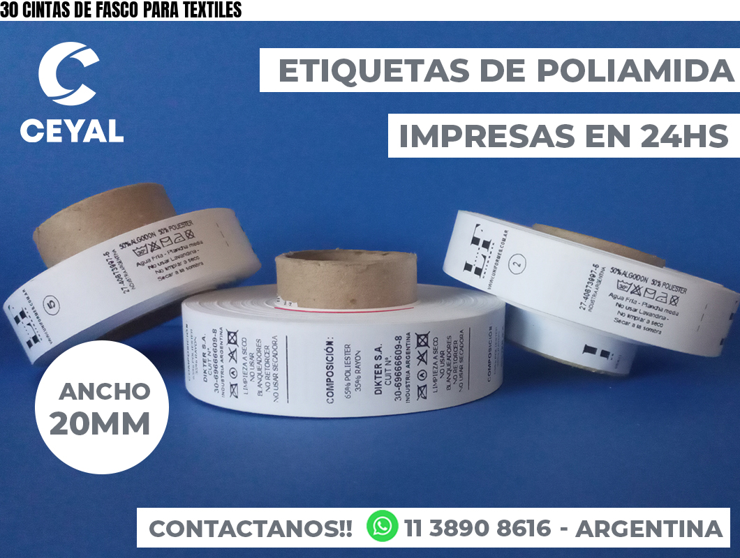 30 CINTAS DE FASCO PARA TEXTILES