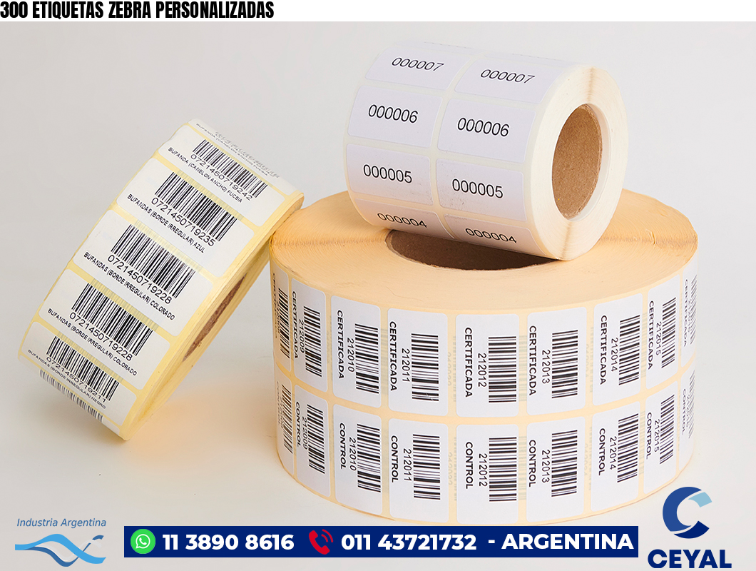 300 ETIQUETAS ZEBRA PERSONALIZADAS