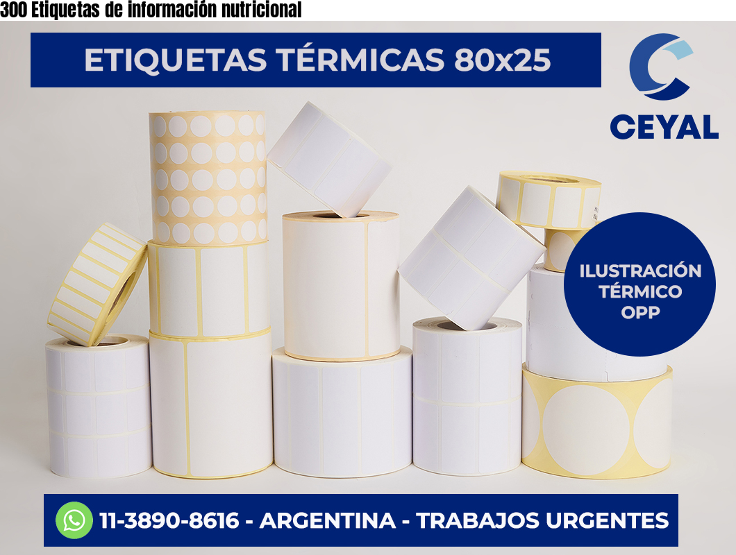 300 Etiquetas de información nutricional