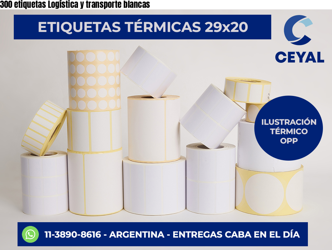 300 etiquetas Logística y transporte blancas