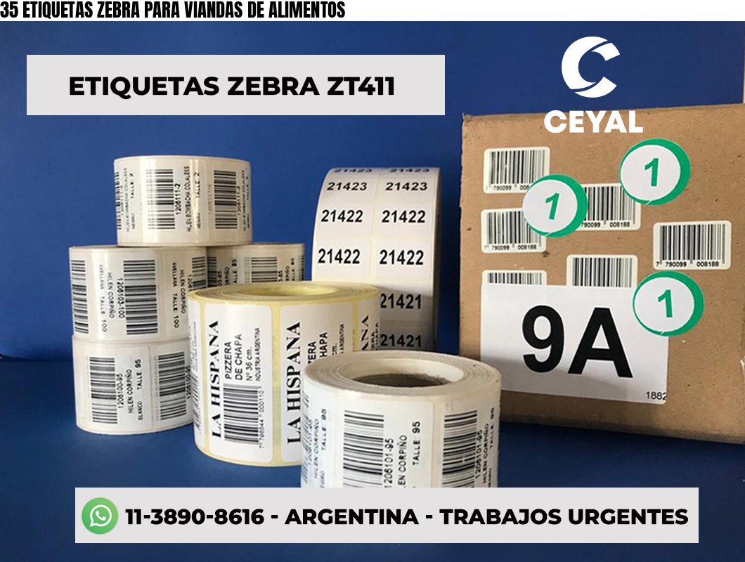 35 ETIQUETAS ZEBRA PARA VIANDAS DE ALIMENTOS