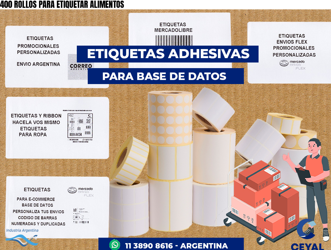 400 ROLLOS PARA ETIQUETAR ALIMENTOS