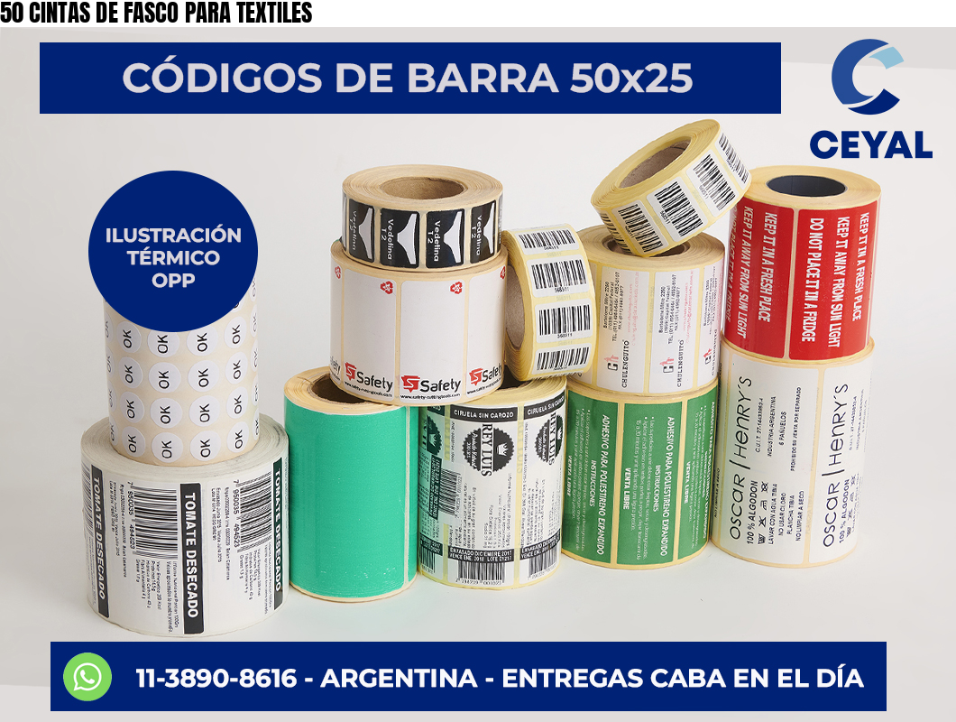 50 CINTAS DE FASCO PARA TEXTILES