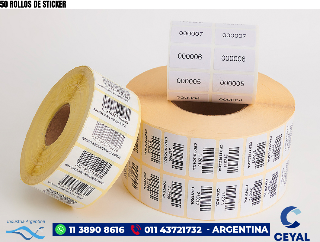 50 ROLLOS DE STICKER