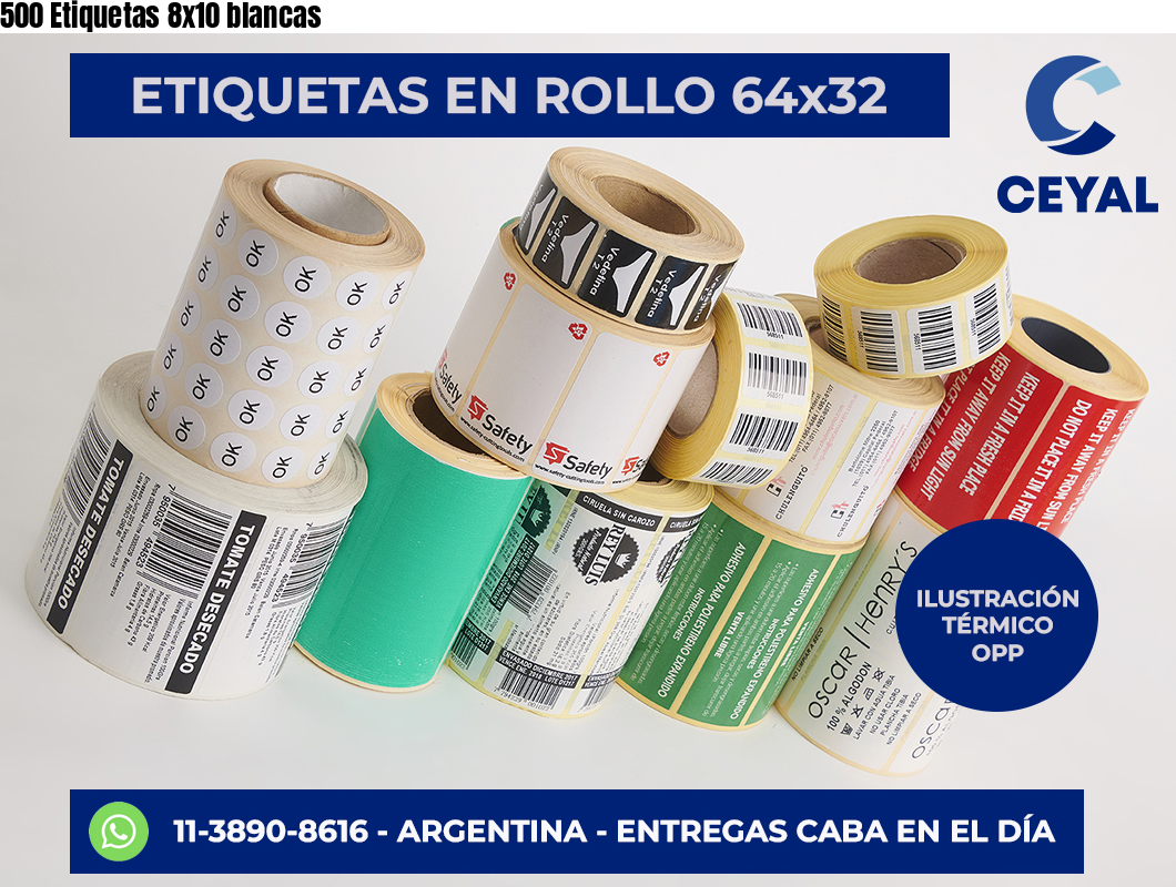 500 Etiquetas 8×10 blancas
