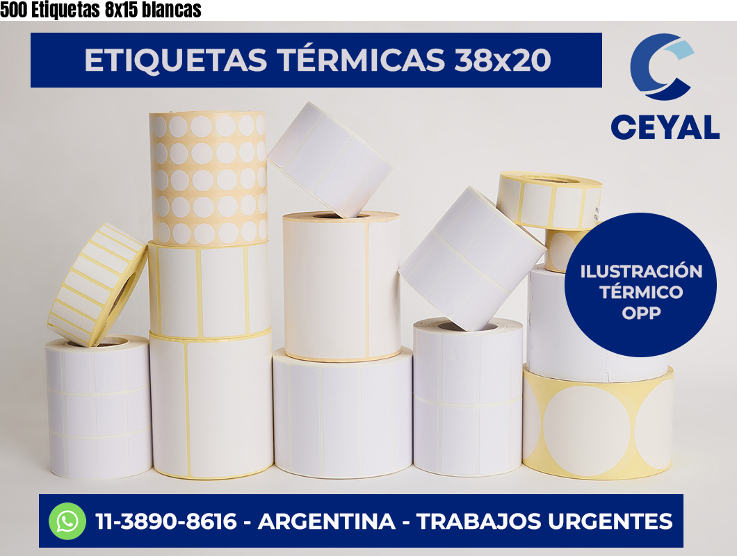 500 Etiquetas 8×15 blancas