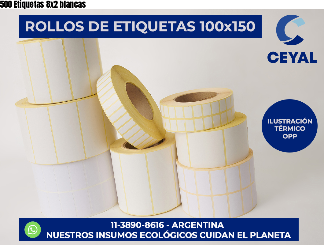 500 Etiquetas 8×2 blancas