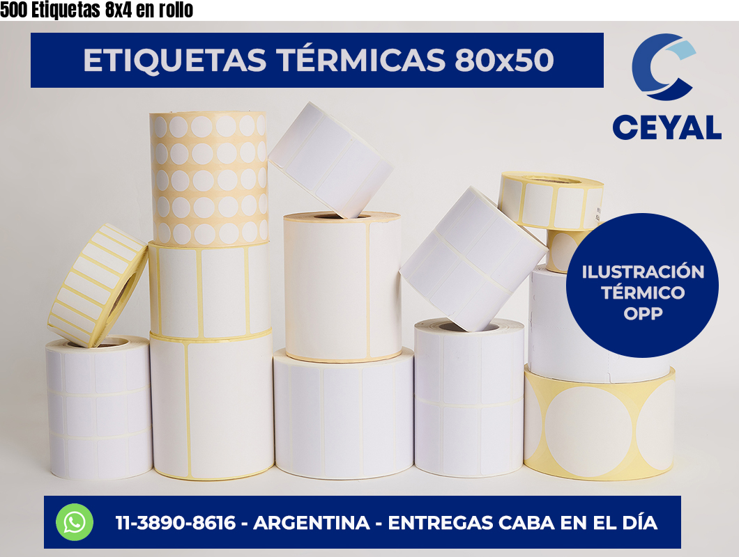 500 Etiquetas 8×4 en rollo