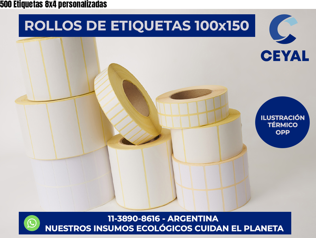 500 Etiquetas 8×4 personalizadas