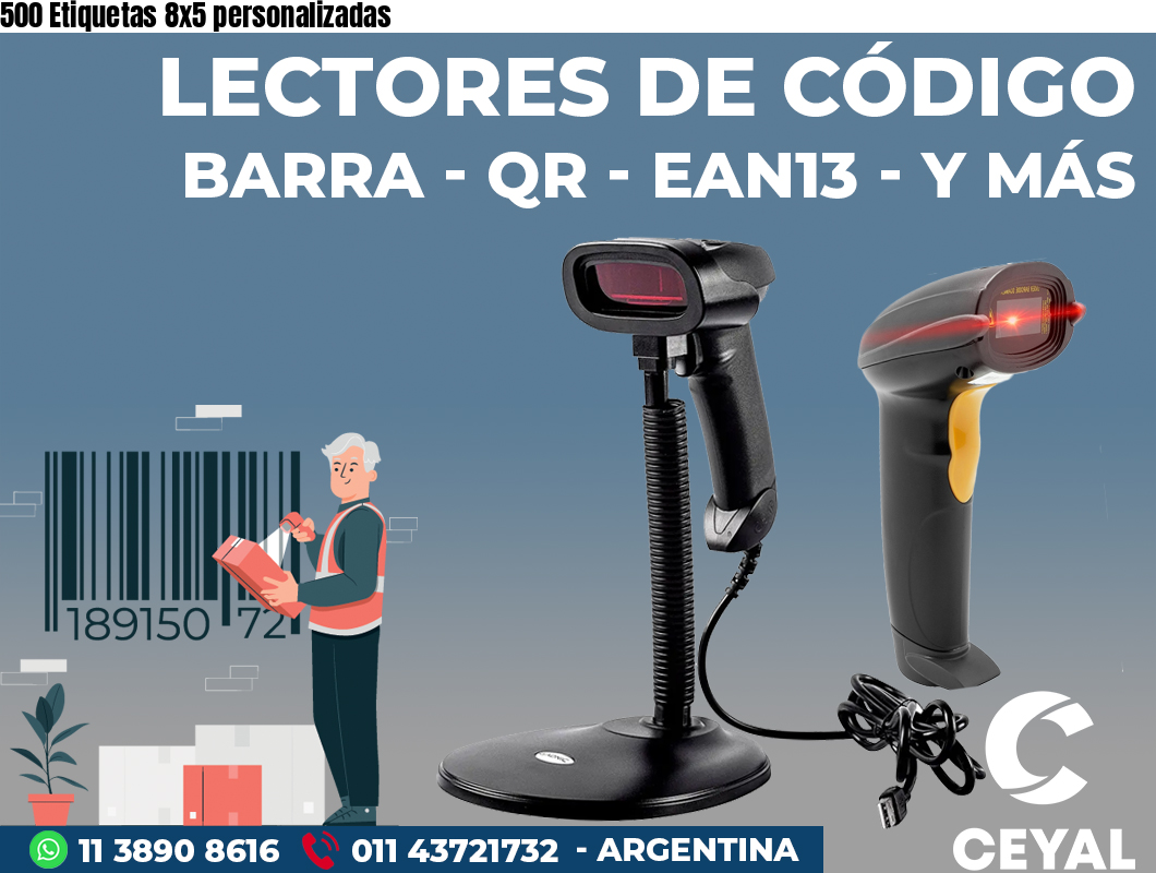 500 Etiquetas 8x5 personalizadas