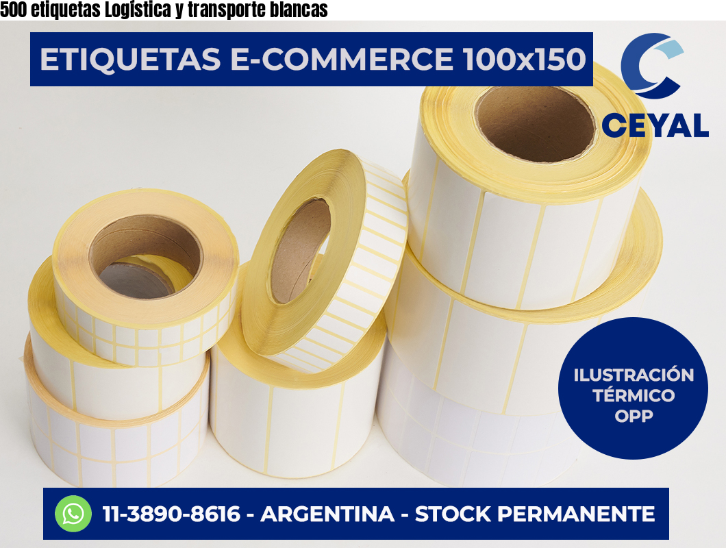 500 etiquetas Logística y transporte blancas