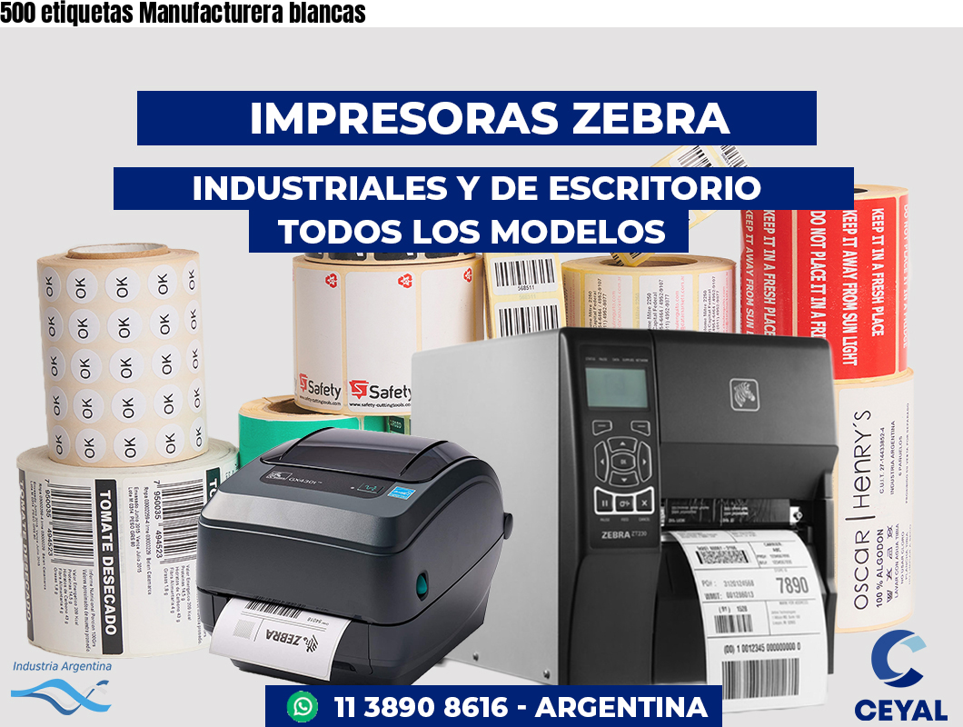 500 etiquetas Manufacturera blancas