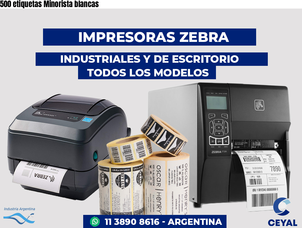 500 etiquetas Minorista blancas