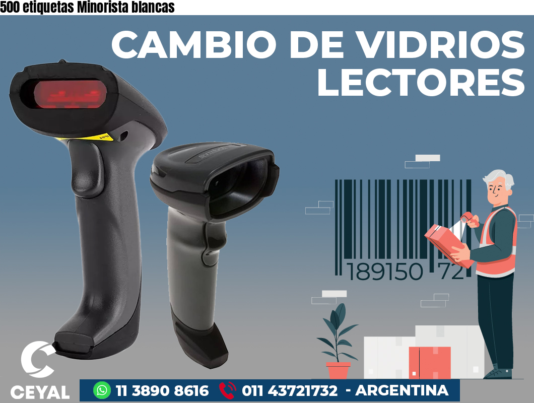 500 etiquetas Minorista blancas