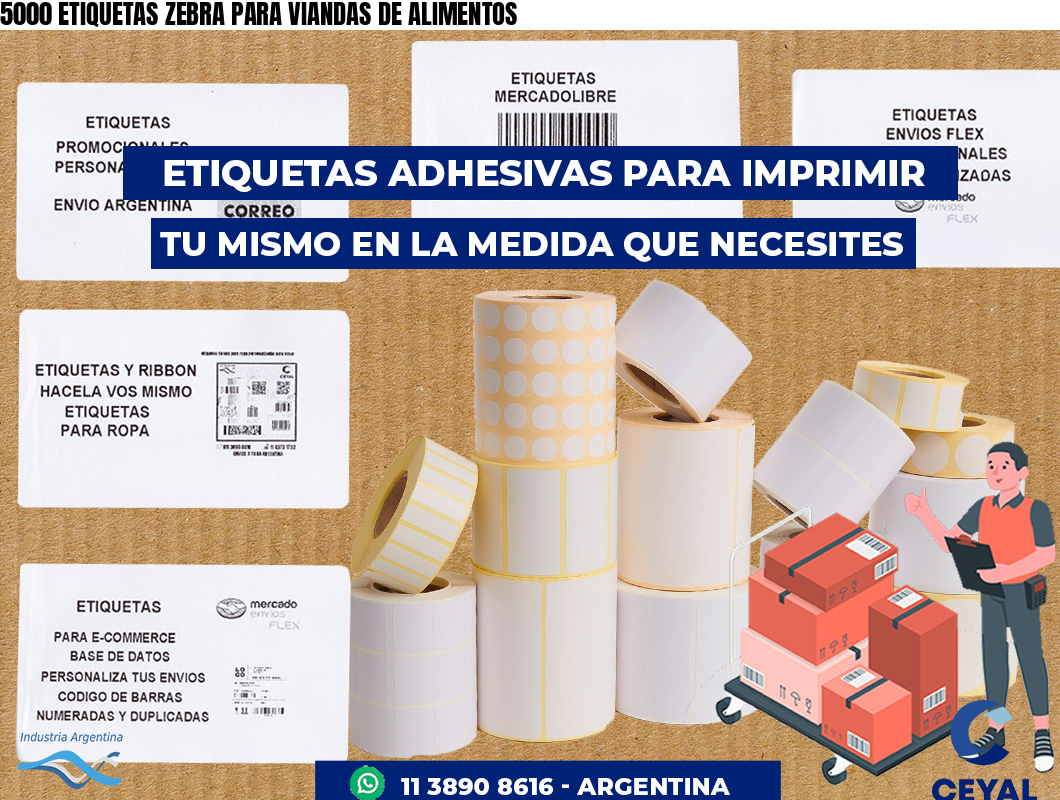 5000 ETIQUETAS ZEBRA PARA VIANDAS DE ALIMENTOS