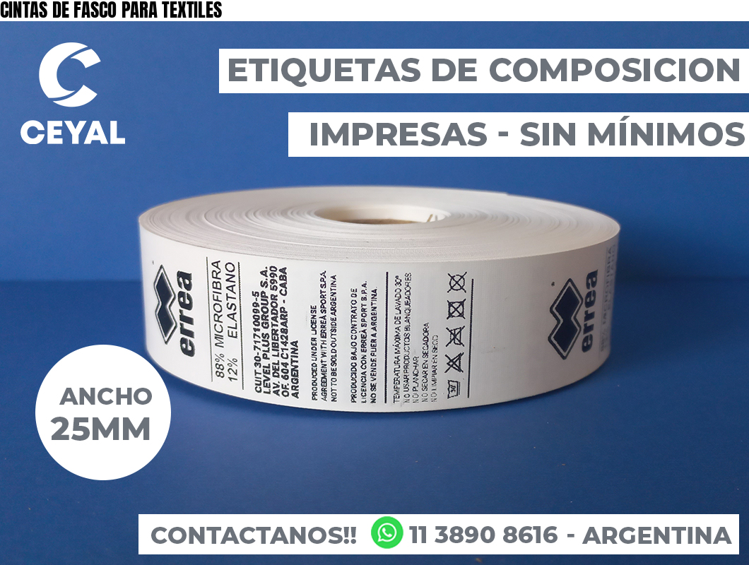 CINTAS DE FASCO PARA TEXTILES