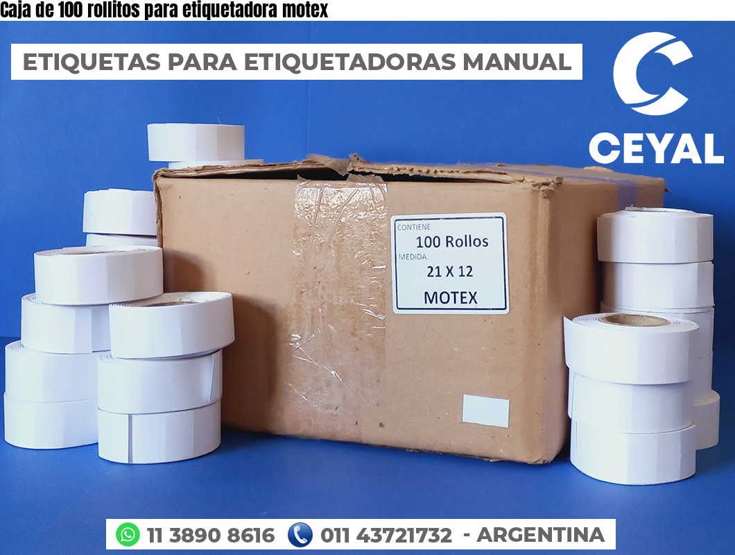 Caja de 100 rollitos para etiquetadora motex