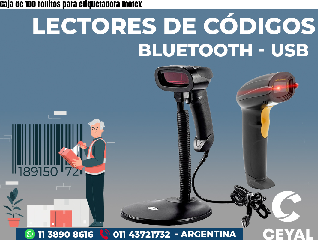 Caja de 100 rollitos para etiquetadora motex