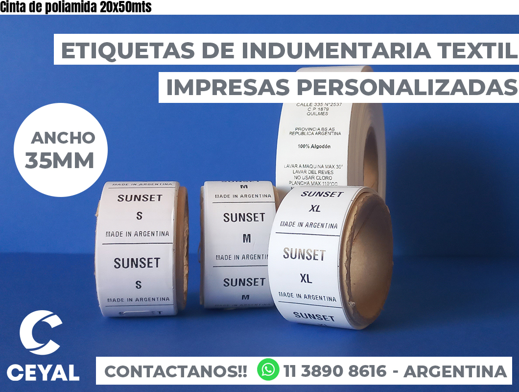 Cinta de poliamida 20x50mts