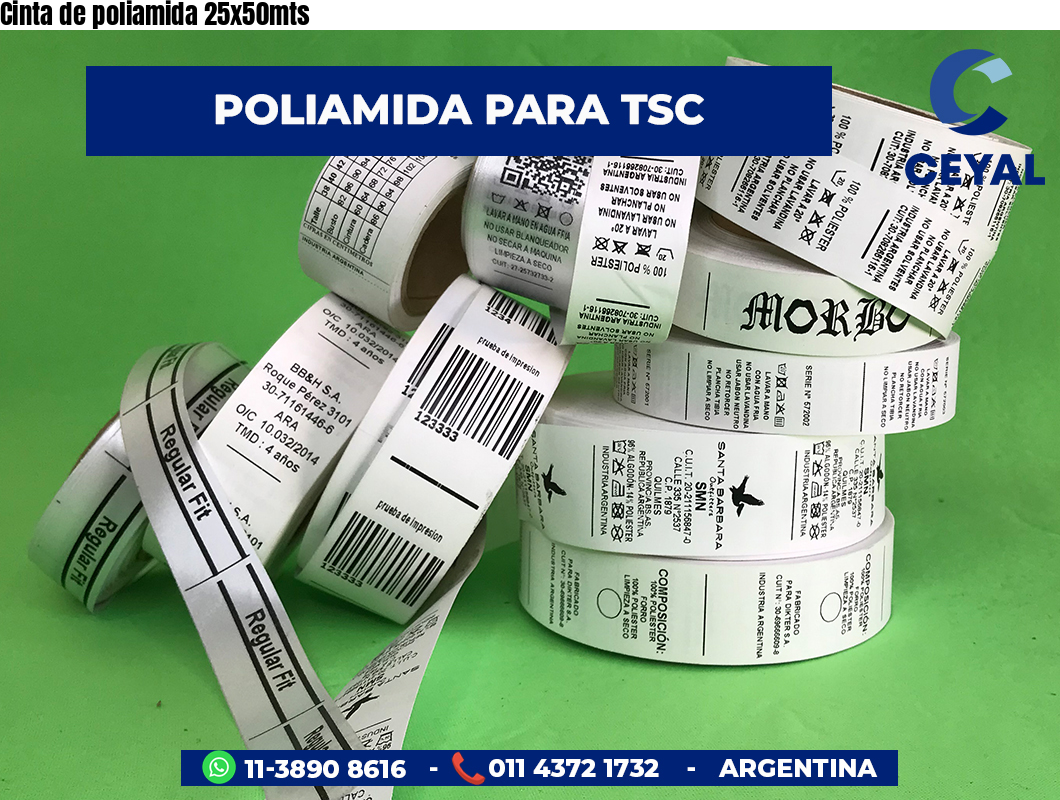 Cinta de poliamida 25x50mts