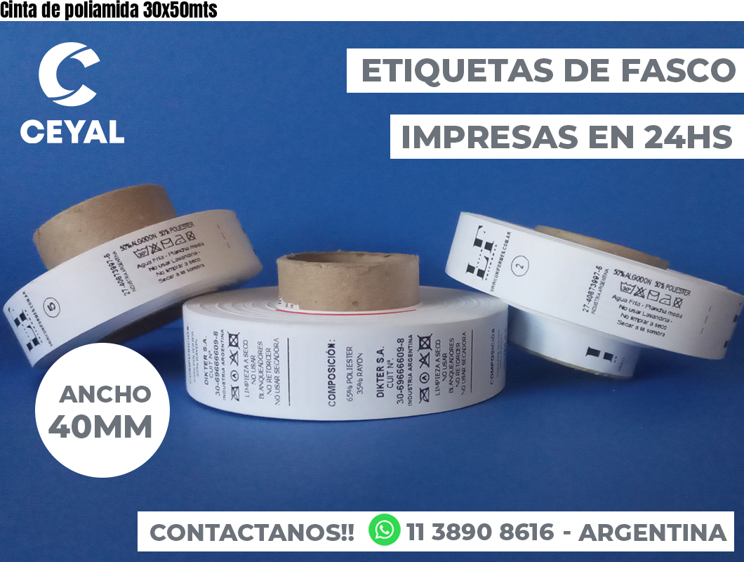 Cinta de poliamida 30x50mts