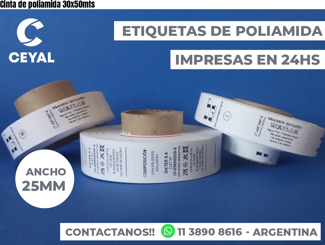 Cinta de poliamida 30x50mts
