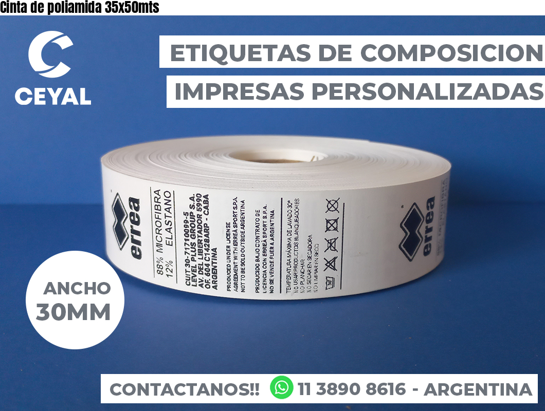 Cinta de poliamida 35x50mts