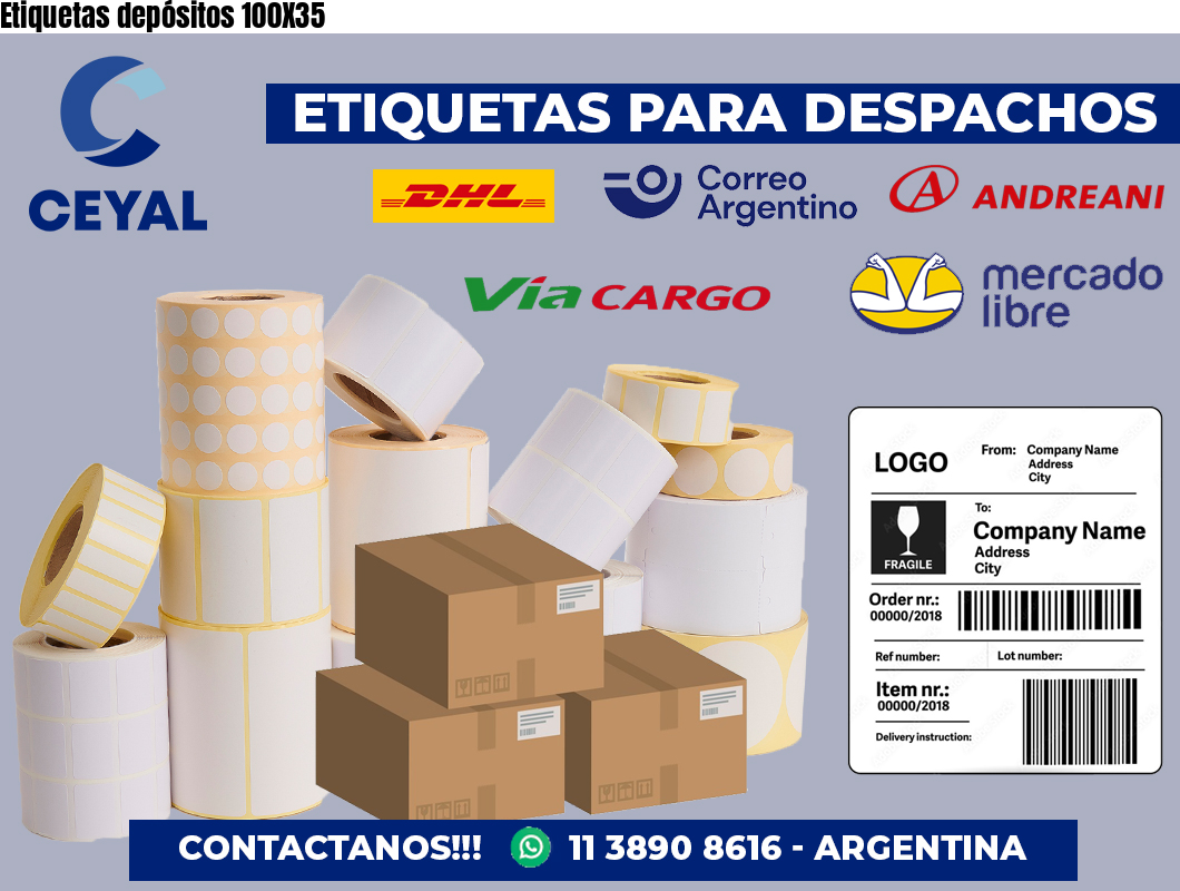 Etiquetas depósitos 100X35
