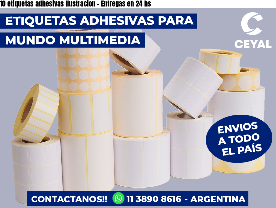 10 etiquetas adhesivas Ilustracion - Entregas en 24 hs