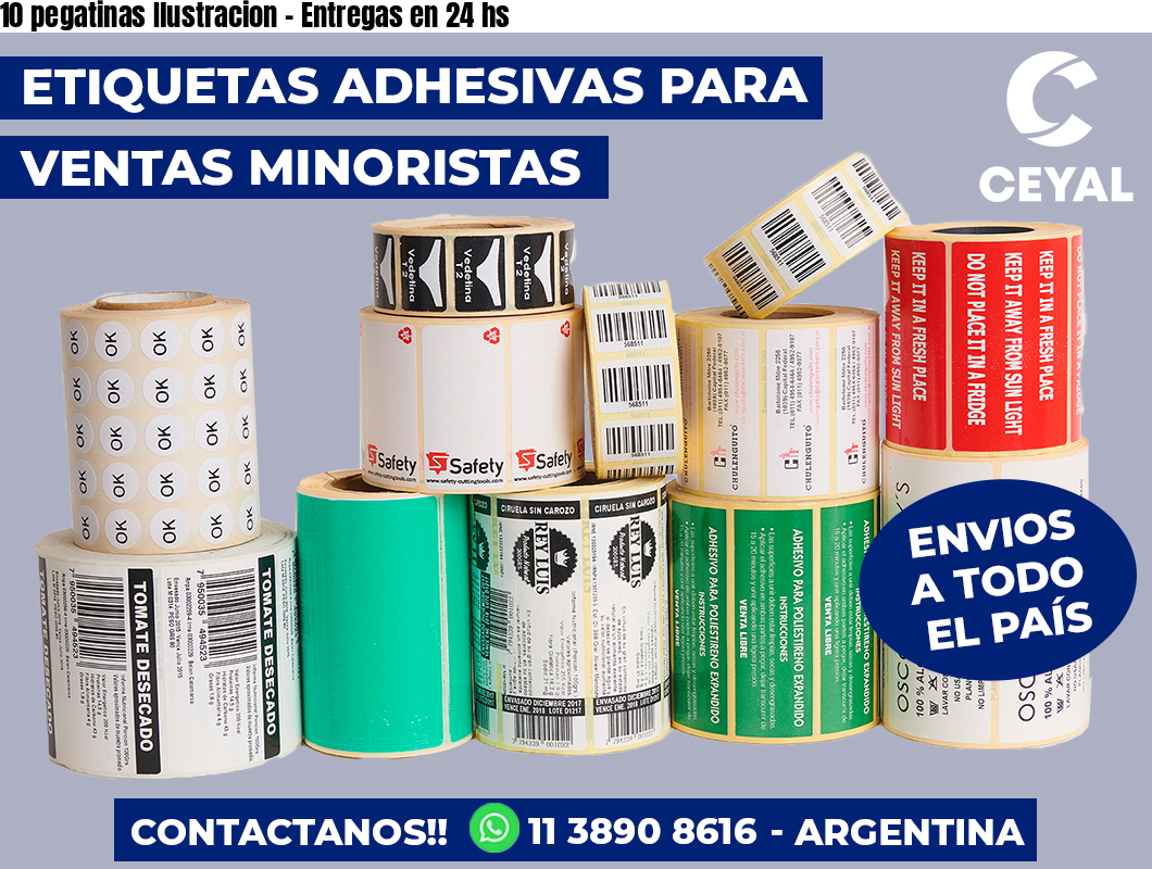 10 pegatinas Ilustracion – Entregas en 24 hs