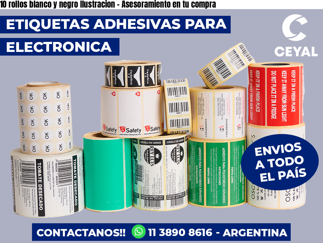 10 rollos blanco y negro Ilustracion - Asesoramiento en tu compra