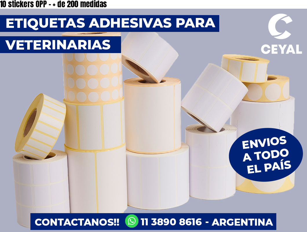 10 stickers OPP - + de 200 medidas
