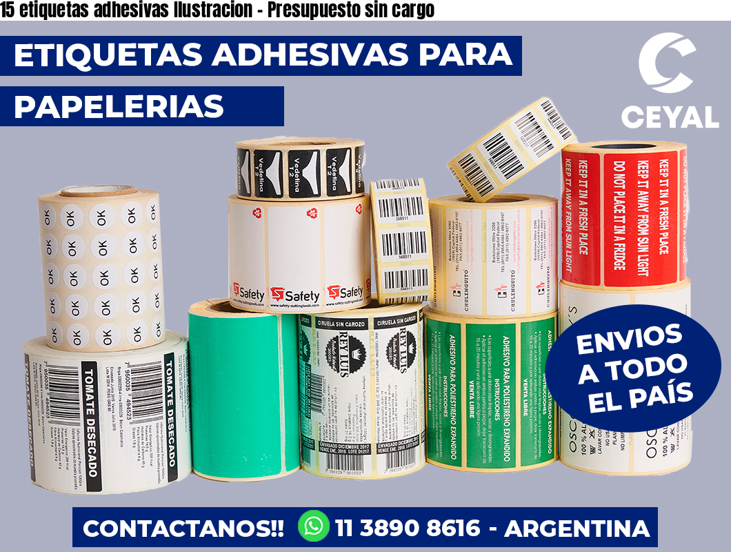 15 etiquetas adhesivas Ilustracion - Presupuesto sin cargo