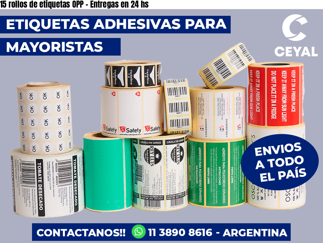 15 rollos de etiquetas OPP - Entregas en 24 hs