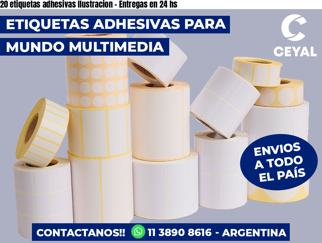 20 etiquetas adhesivas Ilustracion - Entregas en 24 hs