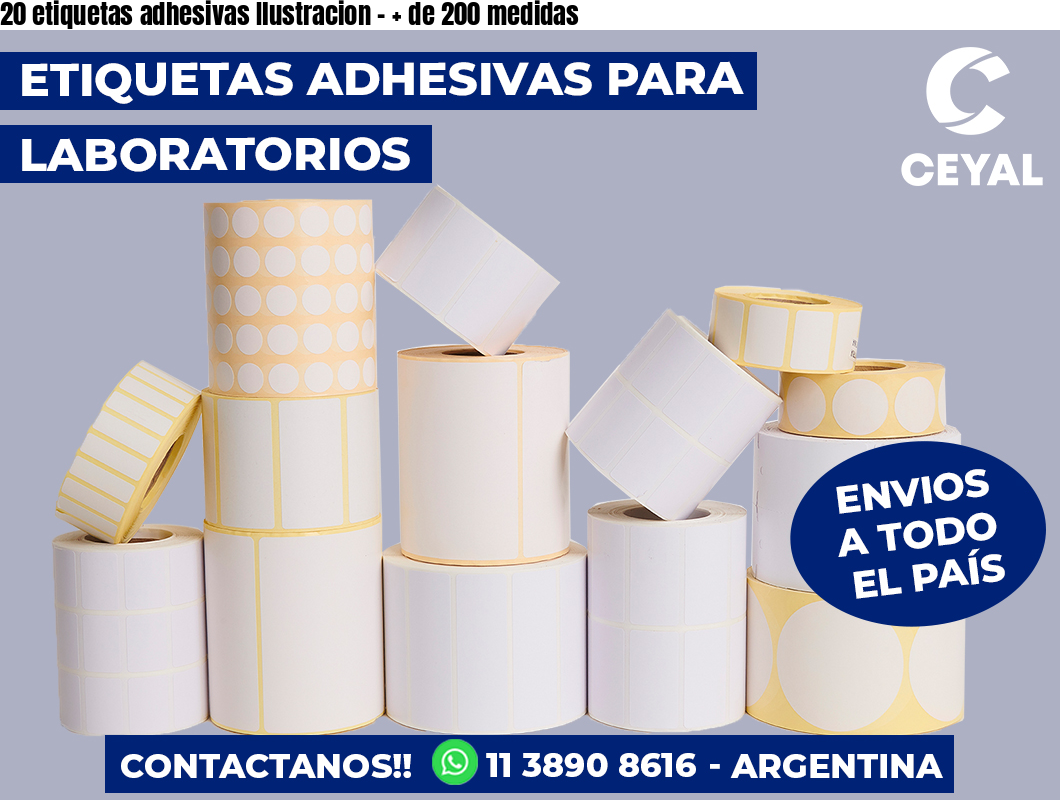20 etiquetas adhesivas Ilustracion - + de 200 medidas