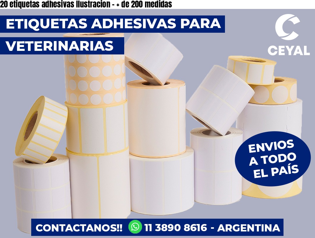20 etiquetas adhesivas Ilustracion – + de 200 medidas