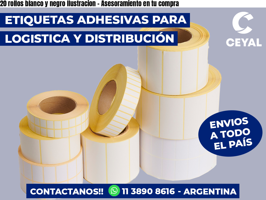 20 rollos blanco y negro Ilustracion - Asesoramiento en tu compra