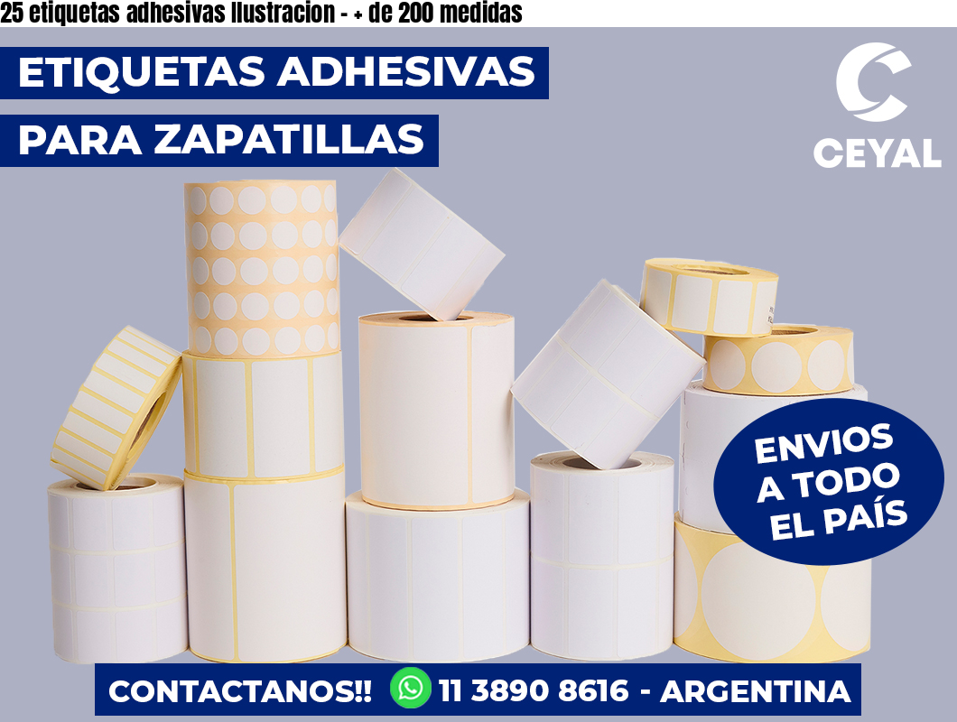 25 etiquetas adhesivas Ilustracion - + de 200 medidas
