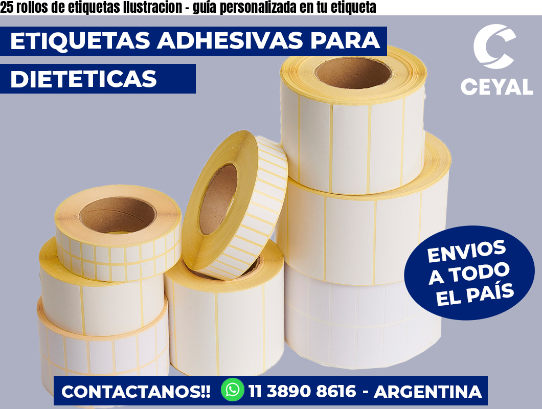 25 rollos de etiquetas Ilustracion - guía personalizada en tu etiqueta