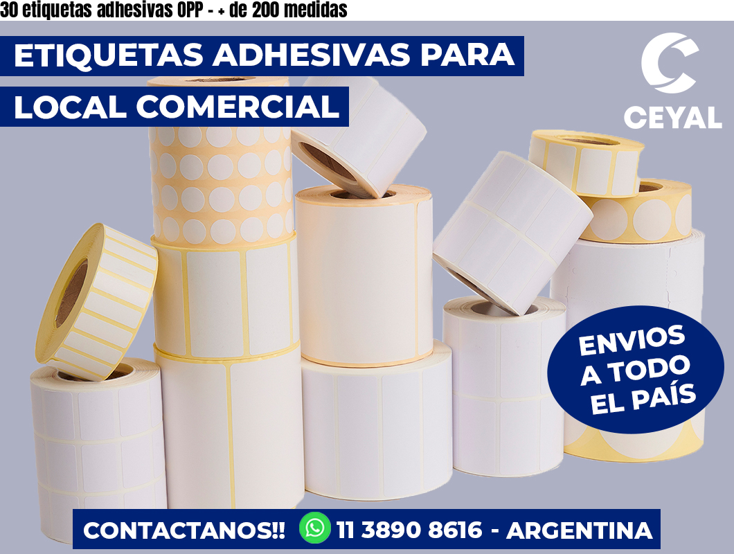 30 etiquetas adhesivas OPP – + de 200 medidas