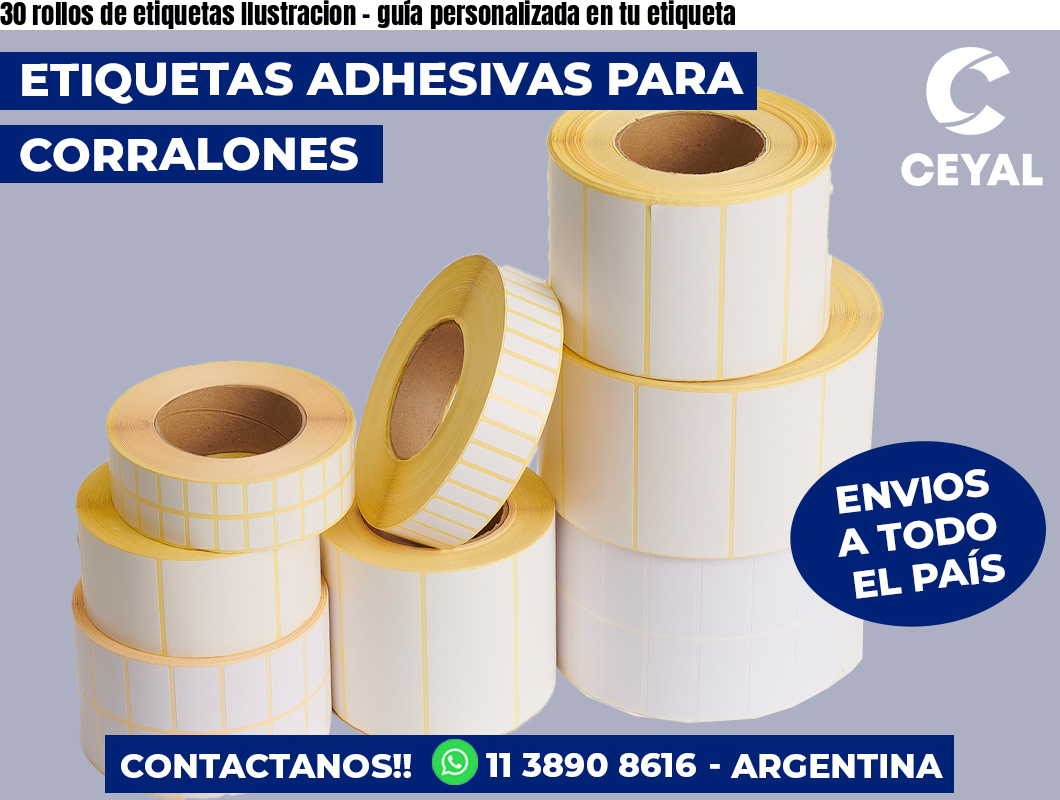 30 rollos de etiquetas Ilustracion - guía personalizada en tu etiqueta