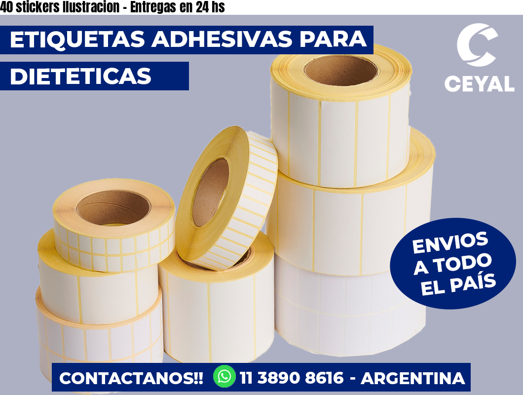 40 stickers Ilustracion - Entregas en 24 hs