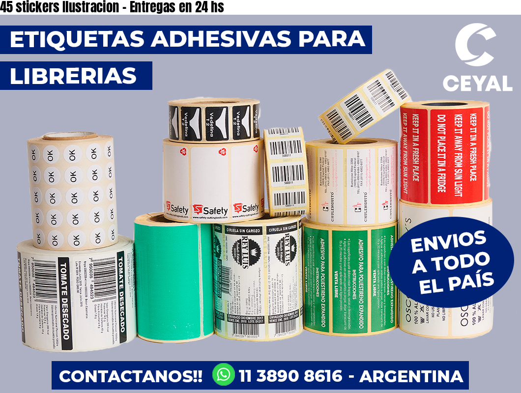 45 stickers Ilustracion - Entregas en 24 hs