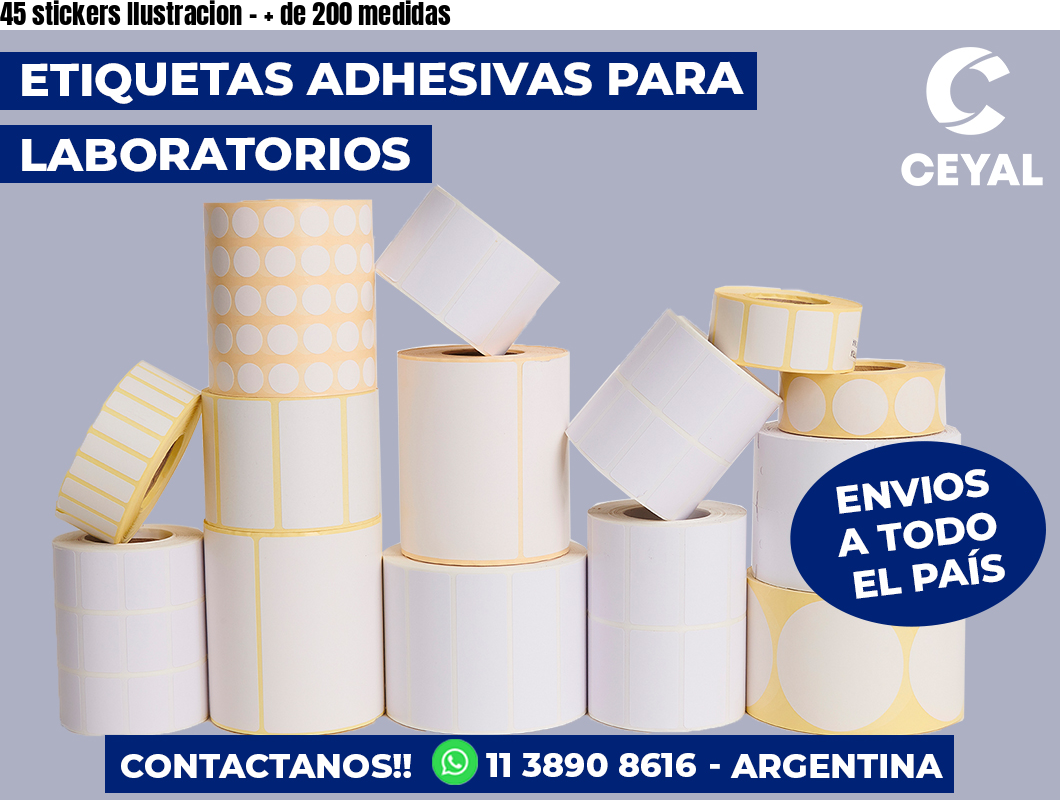 45 stickers Ilustracion - + de 200 medidas