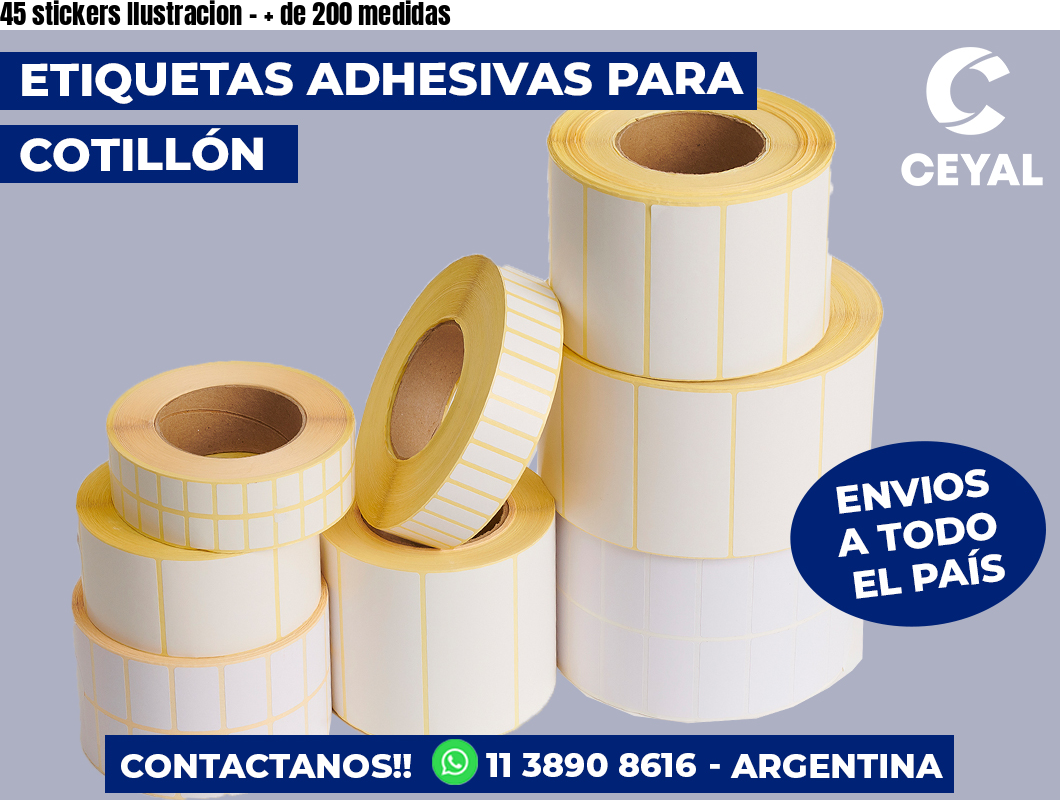 45 stickers Ilustracion - + de 200 medidas